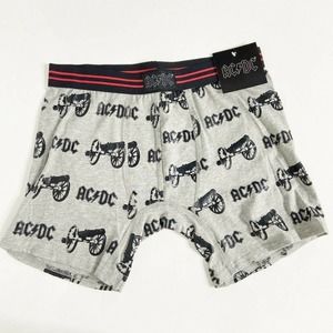 AC/DC Sz M Graphic Printed Boxer Brief Underwear Shorts Gray Black Red